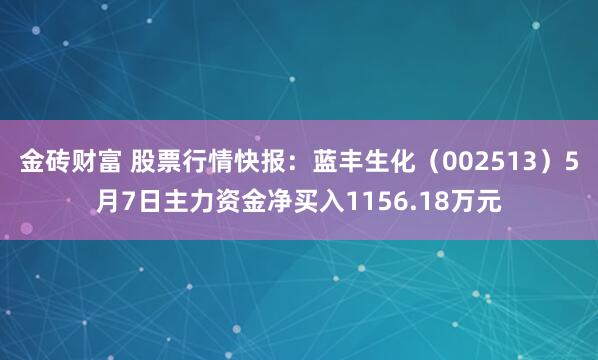 金砖财富 股票行情快报：蓝丰生化（002513）5月7日主力资金净买入1156.18万元