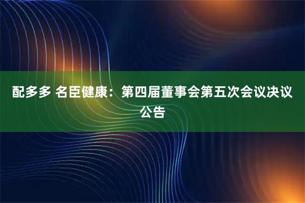 配多多 名臣健康：第四届董事会第五次会议决议公告